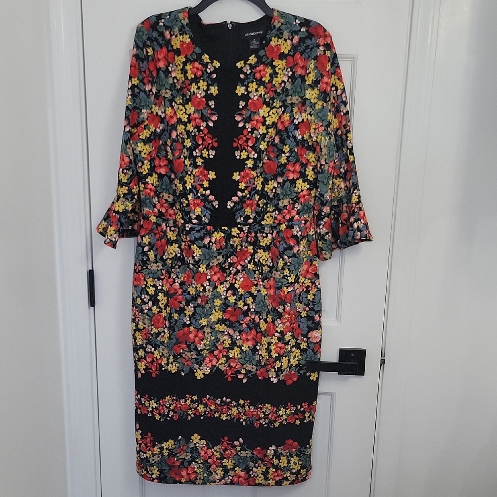 NEW Liz Claiborne Elegant Black and Red Long Sleeve Dress (Size: 14)